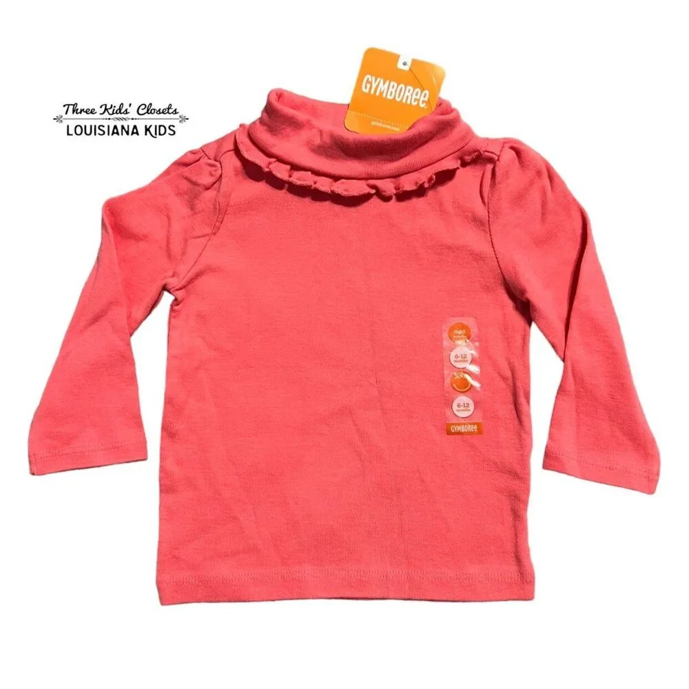 NEW Gymboree 6-12m Coral Ruffle Turtleneck Shirt